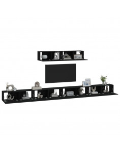 Set Mobili Porta TV 6 pz Nero in Legno Multistrato