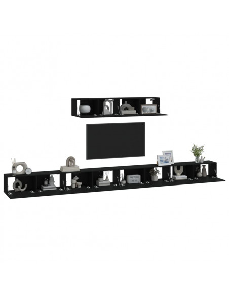 Set Mobili Porta TV 6 pz Nero in Legno Multistrato