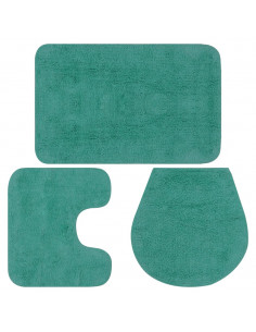 Set Tappetini per Bagno 3 pz in Tessuto Turchese