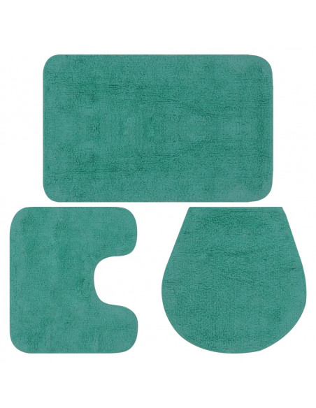 Set Tappetini per Bagno 3 pz in Tessuto Turchese