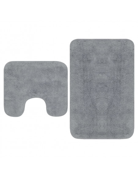 Set Tappetini per Bagno 2 pz in Tessuto Grigio