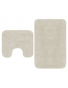 Set Tappetini per Bagno 2 pz in Tessuto Bianco