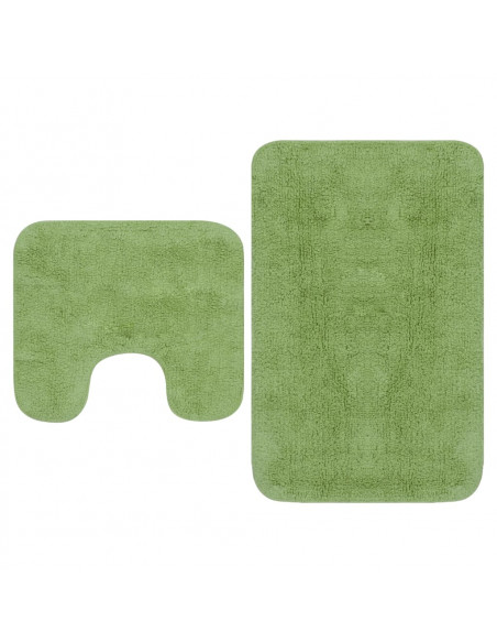 Set Tappetini per Bagno 2 pz in Tessuto Verde