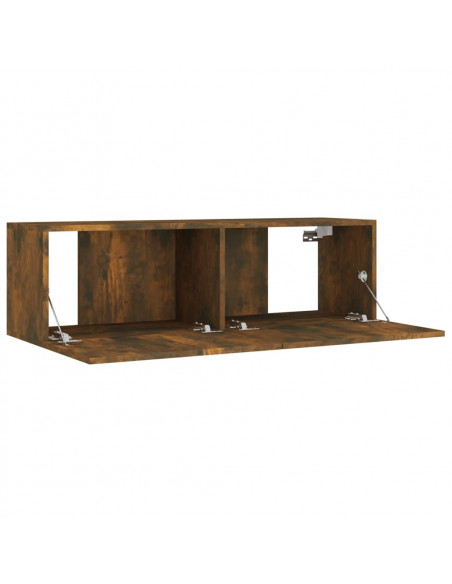 Set Mobili Porta TV 8pz Rovere Fumo in Legno Multistrato