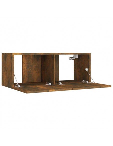 Set Mobili Porta TV 8pz Rovere Fumo in Legno Multistrato