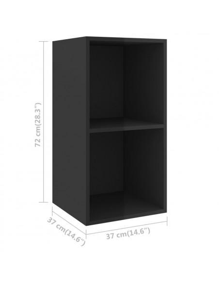 Set Mobili TV 3 pz Nero Lucido in Legno Multistrato