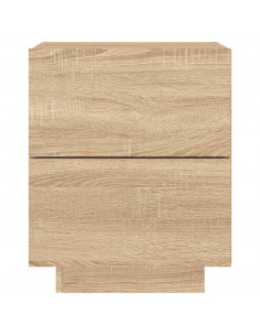 Comodino con Luci LED Rovere Sonoma in Legno Multistrato 2