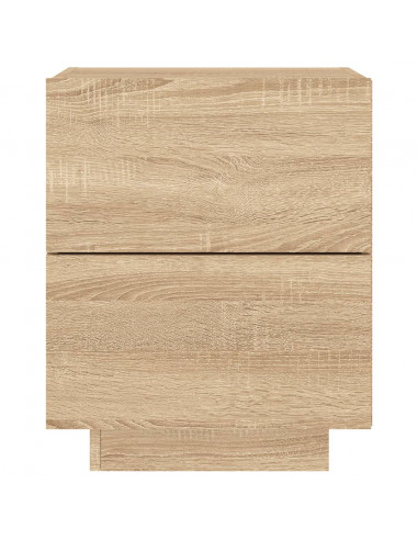 Comodino con Luci LED Rovere Sonoma in Legno Multistrato