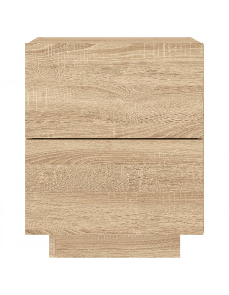 Comodino con Luci LED Rovere Sonoma in Legno Multistrato