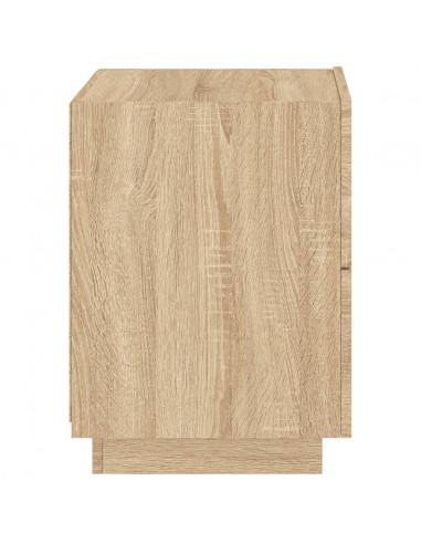 Comodino con Luci LED Rovere Sonoma in Legno Multistrato
