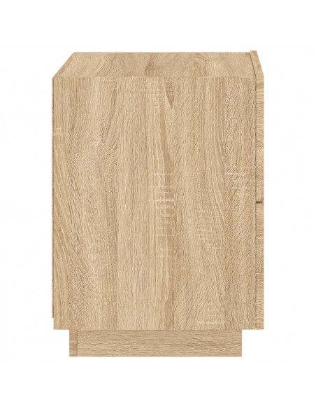 Comodino con Luci LED Rovere Sonoma in Legno Multistrato