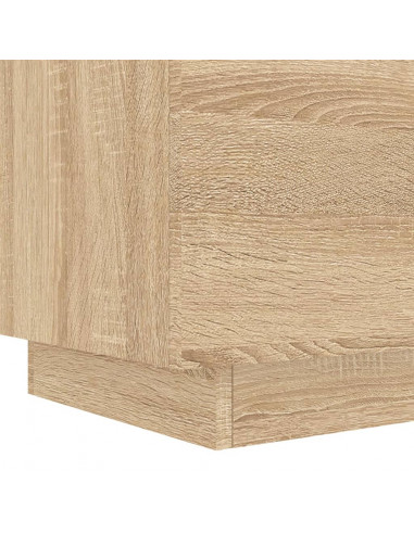 Comodino con Luci LED Rovere Sonoma in Legno Multistrato