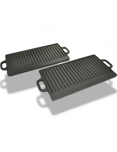 Set Padella e Griglia in Ghisa Reversibile 2 pz 38x23 cm