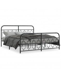 Giroletto con Testiera e Pediera Metallo Nero 180x200 cm 2