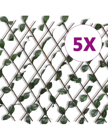 Recinto in Salice a Traliccio 5 pz Foglie Artificiali 180x90 cm