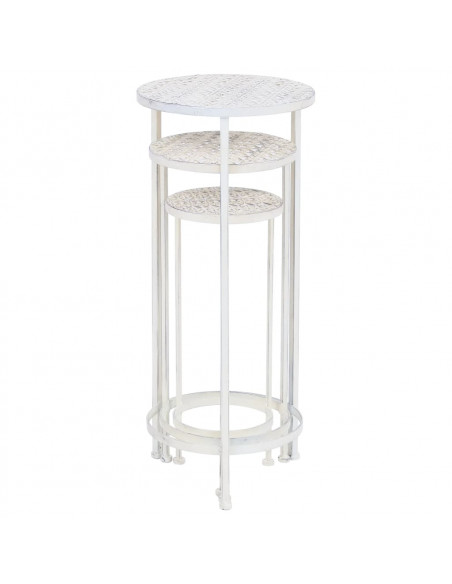Set Piedistalli per Piante 3 pz Vintage Effetto Bianco Anticato