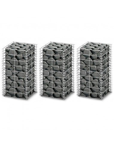 Set Gabbione 3 pz in Filo Zincato 25 x 25 x 50 cm