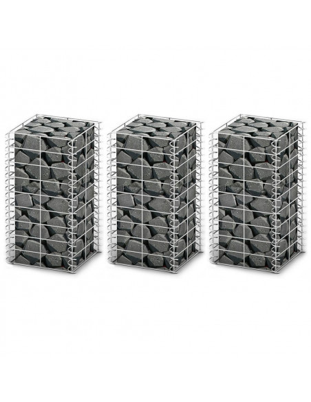 Set Gabbione 3 pz in Filo Zincato 25 x 25 x 50 cm