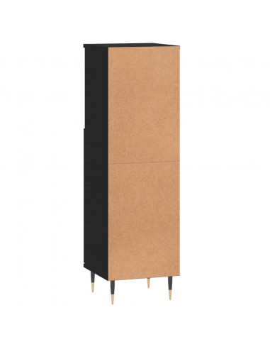 Armadietto da Bagno Nero 30x30x100 cm in Legno Multistrato