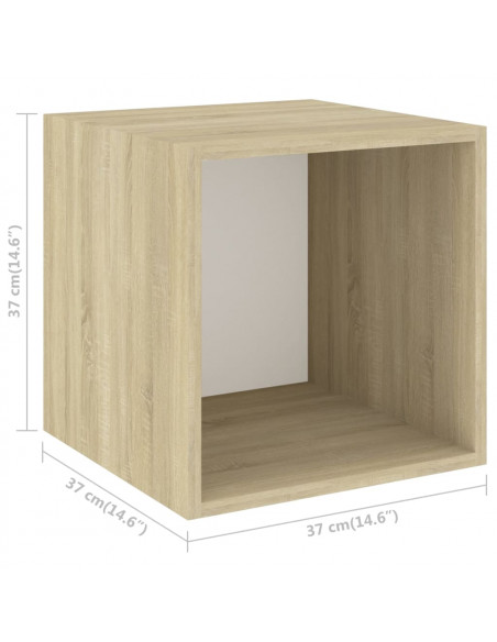 Set Porta TV 5 pz Bianco e Rovere Sonoma in Truciolato
