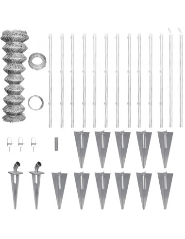 Recinzione a Rete con Pali e Spuntoni Acciaio Zincato 25x1,5 m