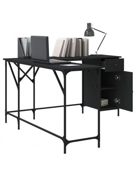 Scrivania Nera 141x141x75 cm in Legno Multistrato