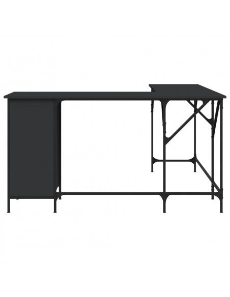 Scrivania Nera 141x141x75 cm in Legno Multistrato