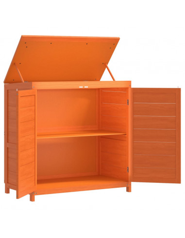 Set Rimessa Attrezzi Giardino 2pz Marrone Legno Massello Pino