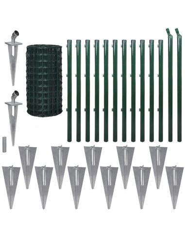 Recinzione Euro in Acciaio 25x0,8 m Verde