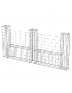 Gabbione in Rete ad U in Acciaio Zincato 240x20x100 cm 2