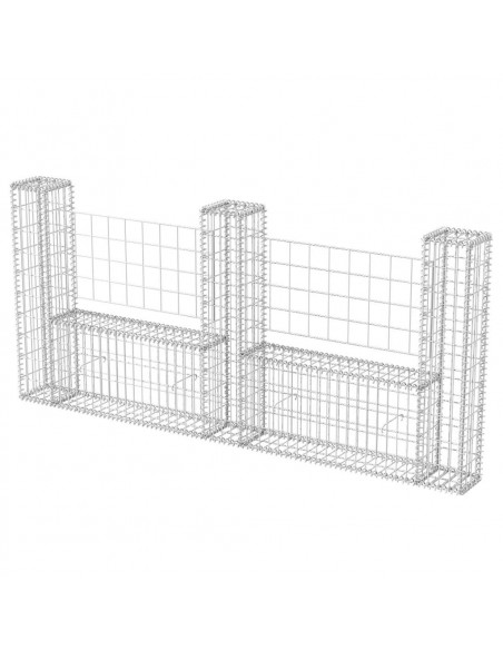 Gabbione in Rete ad U in Acciaio Zincato 240x20x100 cm