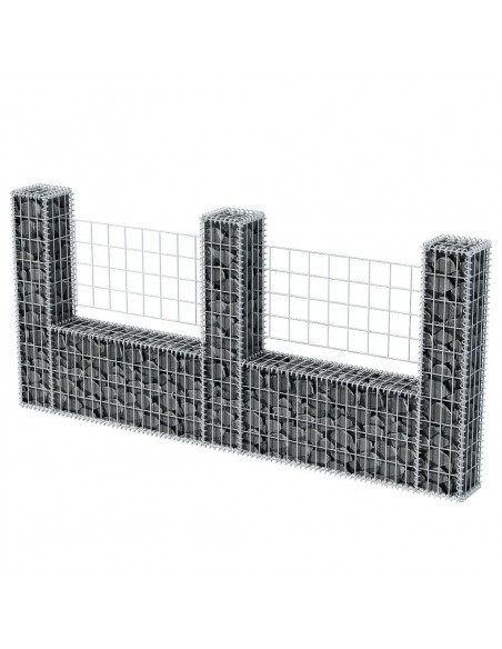 Gabbione in Rete ad U in Acciaio Zincato 240x20x100 cm