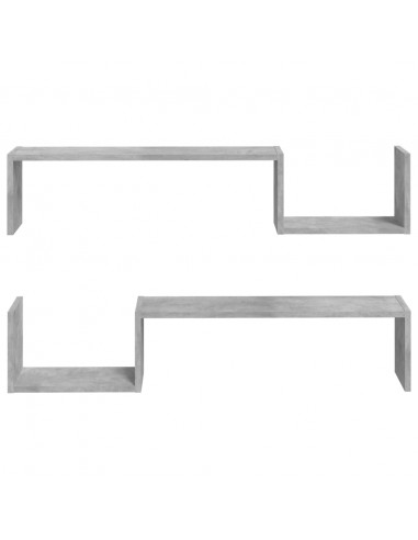 Mensole Parete 2pz Grigio Cemento 100x15x20cm Legno Multistrato