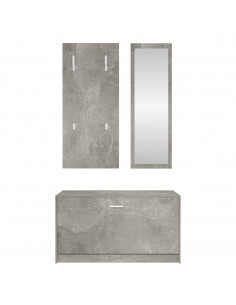 Set Scarpiere 3 in 1 Grigio cemento in Legno Multistrato