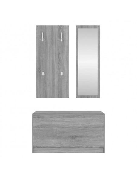 Set Scarpiere 3 in 1 grigio sonoma in Legno Multistrato