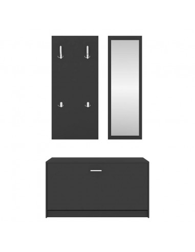 Set Scarpiere 3 in 1 Nero in Legno Multistrato