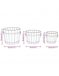 Set Secchi per Fiori 3 pz in Legno Massello di Abete 2