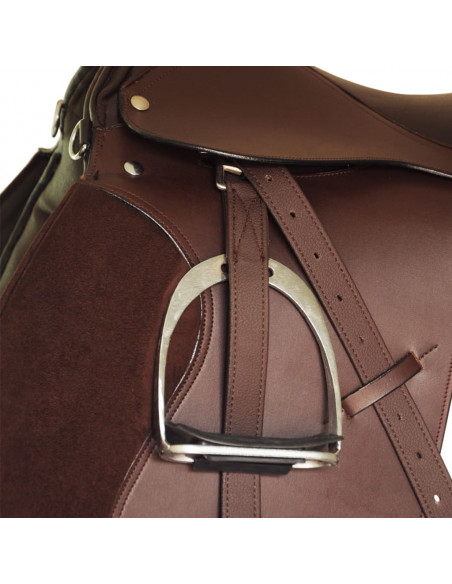 Set Sella Equitazione 17,5" in pelle naturale Marrone 18 cm 5-in-1