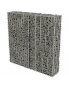 Gabbione con Copertura in Acciaio Zincato 100x20x100 cm 2