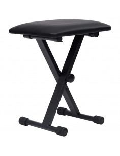Set Supporto per Tastiera a Doppia Staffa con Sgabello Nero