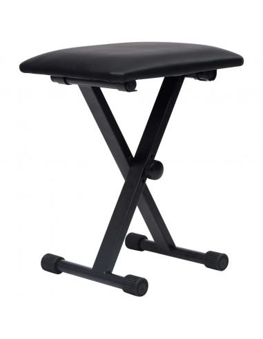 Set Supporto per Tastiera a Doppia Staffa con Sgabello Nero