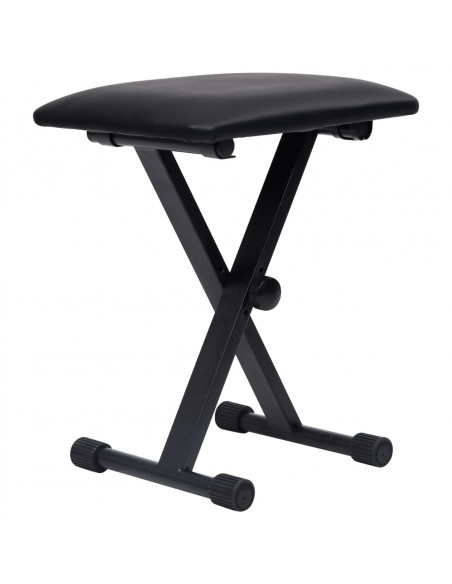 Set Supporto per Tastiera a Doppia Staffa con Sgabello Nero