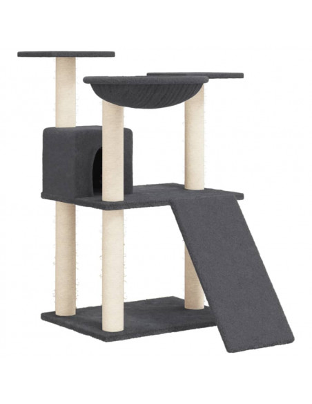 Albero per Gatti con Tiragraffi in Sisal Grigio Scuro 83 cm