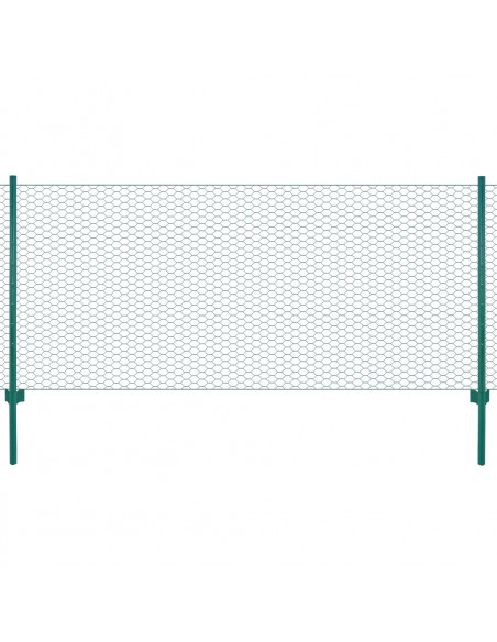 Rete per Recinzione con Pali in Acciaio 25x1 m Verde