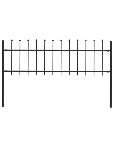 Recinzione Giardino con Punta a Lancia in Acciaio 1,7x0,6m Nera