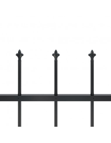Recinzione Giardino con Punta a Lancia in Acciaio 1,7x0,8m Nera