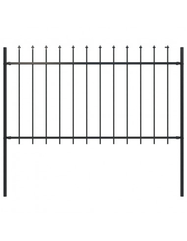 Recinzione Giardino con Punta a Lancia in Acciaio 1,7x1 m Nera