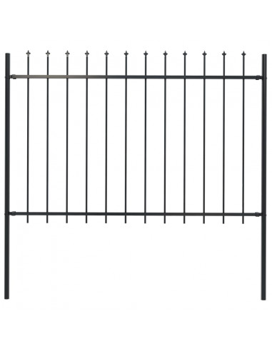 Recinzione Giardino con Punta a Lancia in Acciaio 1,7x1,2m Nera