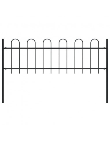 Recinzione Giardino con Punta Tonda in Acciaio 1,7 m Nera