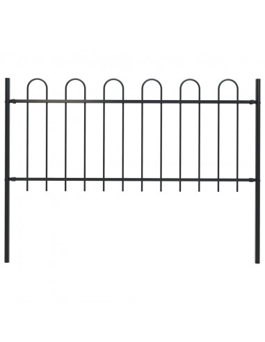 Recinzione Giardino con Punta Tonda in Acciaio 1,7 m Nera